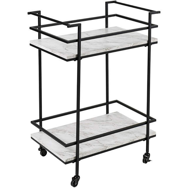 HONEY-CAN-DO INTERNATIONAL, LLC CRT-09808 Honey Can Do 2-Tier 16in Rolling Bar Cart, Black/White