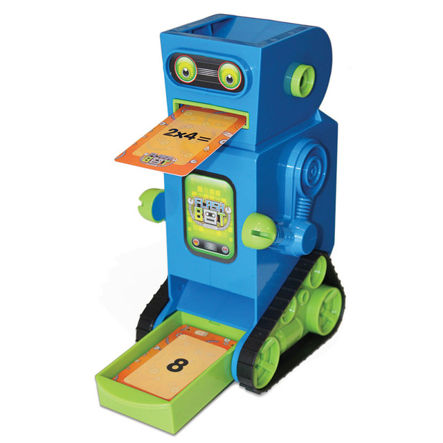 Help children learn key reading and mathematical facts with the Junior Learning Flashbot Toy. With no required batteries, this flashbot is easy to use.  Comes with 20 demonstration flash cards.  Does not require batteries, is not an electronic device.