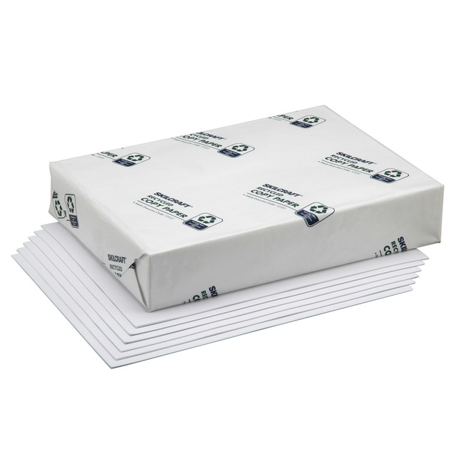 NATIONAL INDUSTRIES FOR THE BLIND 7530-01-033-8891 SKILCRAFT Xerographic 3-Hole Punched Copy Paper, 10 Reams, White, Letter (8.5in x 11in), 5000 Sheets Per Case, 20 Lb, 92 Brightness, 50% Recycled (AbilityOne 7530-01-033-8891)