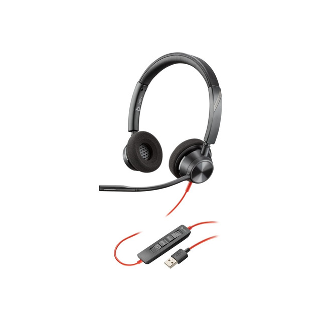 HP INC. Plantronics 76J16AA Poly Blackwire 3320 USB-A Headset - Stereo - USB Type A, Mini-phone (3.5mm) - Wired - 20 Hz - 20 kHz - Over-the-ear, Over-the-head - Binaural - Black