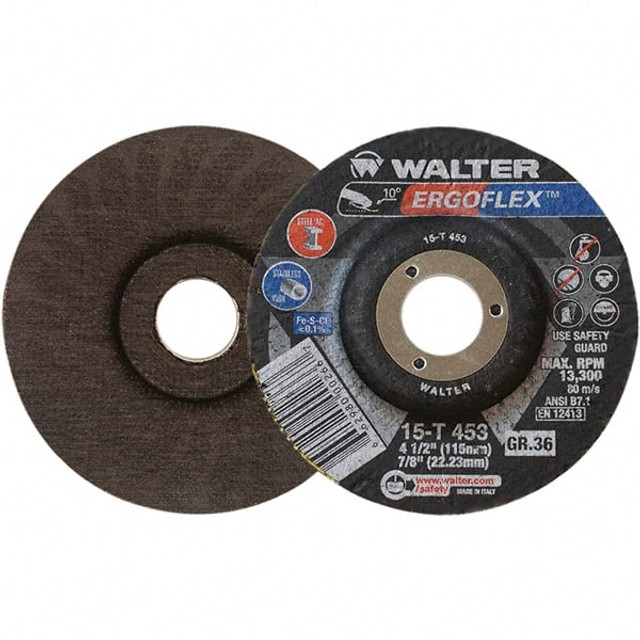 WALTER Surface Technologies 15T456 Depressed Grinding Wheel:  Type 29,  4-1/2" Dia,  7/8" Hole,  Ceramic