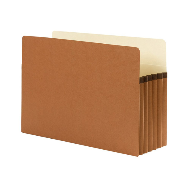 This Smead expanding file pocket can grow to meet the demands of an expanding client. No more cramming too many papers into manila folders! These accordion file folders make filing more efficient and neat.  Smead expanding file folders feature tear resistant gussets, which make the sides virtually tear proof.  Secures and protects documents.  Acid free.  Expansion to hold plenty of pages.  Redrope, expanding file pocket comes in a box of 10.  Contains Recycled Content - See Specs for Details.