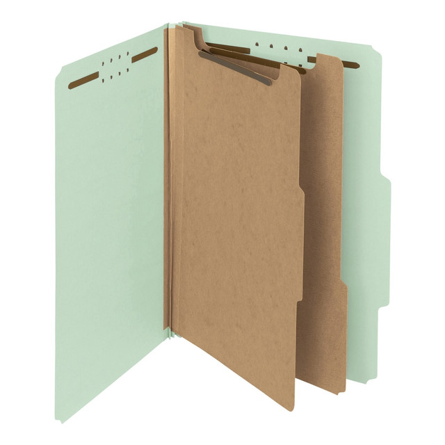 SMEAD MFG CO 19022 Smead Pressboard Classification Folders, 2 Dividers, Legal Size, 100% Recycled, Gray/Green, Box Of 10