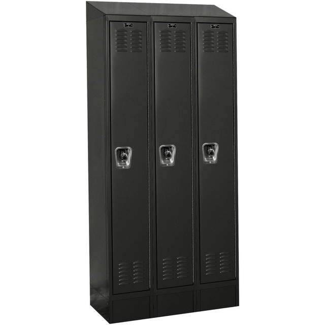 Hallowell URB3288-1ASB-ME Lockers; Locker Style: Horizontal ; Locker Configuration: 3-Wide ; Assembled: Yes ; Shelf Capacity: 20 ; Handle Type: Recessed ; Locker Material: Steel