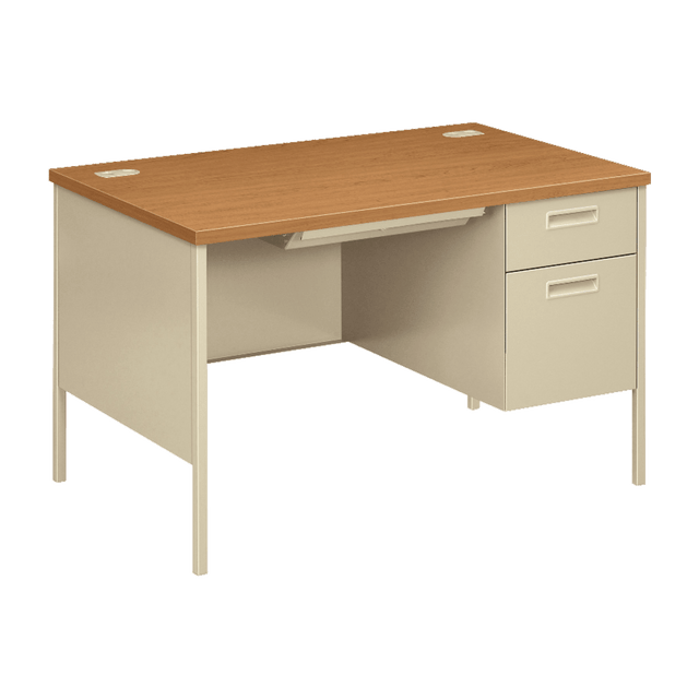 HNI CORPORATION HON P3251RCL  Metro Classic 48inW Single-Pedestal Computer Desk, Harvest/Putty