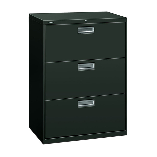 HNI CORPORATION 673LS HON 600 30inW x 18inD Lateral 3-Drawer File Cabinet With Lock, Charcoal