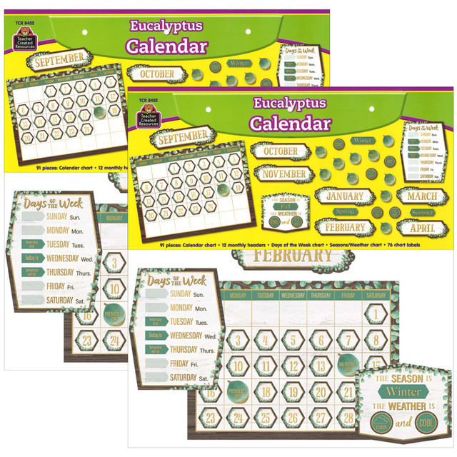 EDUCATORS RESOURCE TCR8452-2 Teacher Created Resources Eucalyptus Calendar Bulletin Board Sets, Pack Of 2 EDUCATORS RESOURCE TCR8452-2 Teacher Created Resources Eucalyptus Calendar Bulletin Board Sets, Pack Of 2