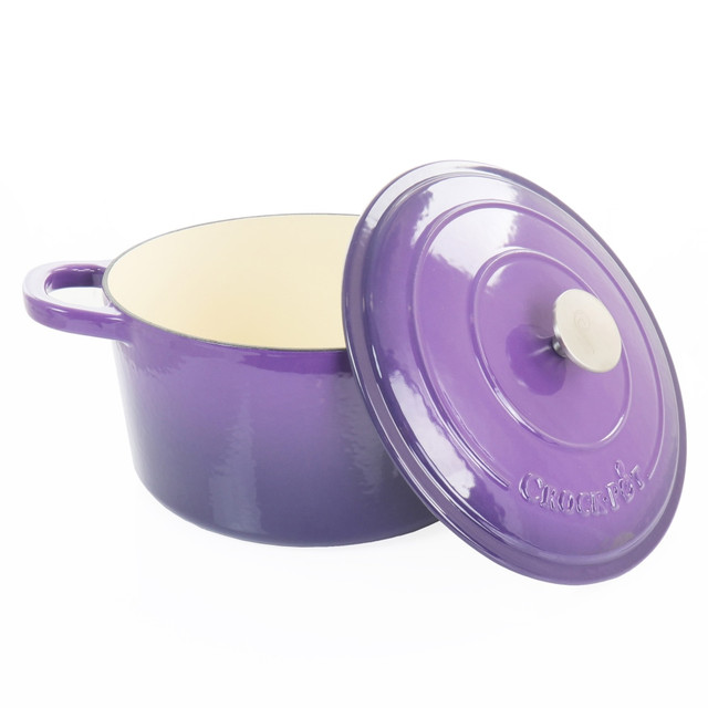GIBSON OVERSEAS INC. 995114731M Crock-Pot Artisan 2-Piece Enameled Cast Iron Dutch Oven, 7 Quarts, Lavender