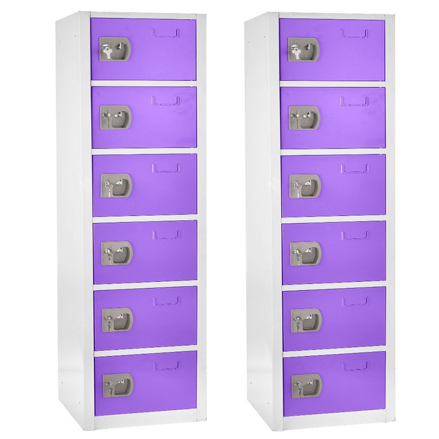 ADIR CORP. ADI629-206-PUR-2PK Alpine 6-Tier Steel Lockers, 72inH x 12inW x 12inD, Purple, Pack Of 2 Lockers