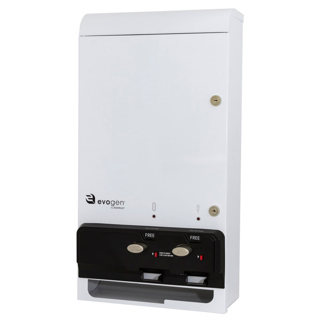 THE TRANZONIC COMPANIES EV1-FREE Hospeco EvoGen EV-1 Metal Dual Pad/Tampon Dispenser, 9-1/8inH x 16-7/16inW, White THE TRANZONIC COMPANIES EV1-FREE Hospeco EvoGen EV-1 Metal Dual Pad/Tampon Dispenser, 9-1/8inH x 16-7/16inW, White
