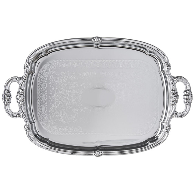 CARLISLE SANITARY MAINTENANCE PRODUCTS Carlisle CL608919  Celebration Food Serving Trays With Beaded Border, Oval, 13-1/2in, Chrome, Pack Of 12 Trays