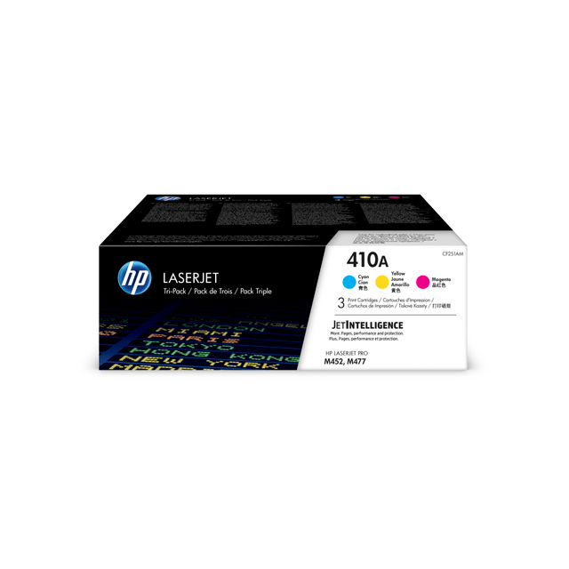 HP INC. CF251AM HP 410A Cyan, Magenta, Yellow Toner Cartridges, Pack Of 3, CF251AM