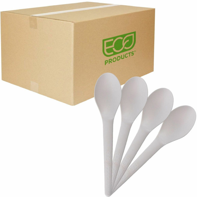 WADDINGTON NORTH AMERICA INC. EP-SO13 Eco-Products 6in Plantware High-heat Spoons - 1 Piece(s) - Spoon - 1 x Spoon - Disposable - Pearl White - 50 Pack - 20 / Carton