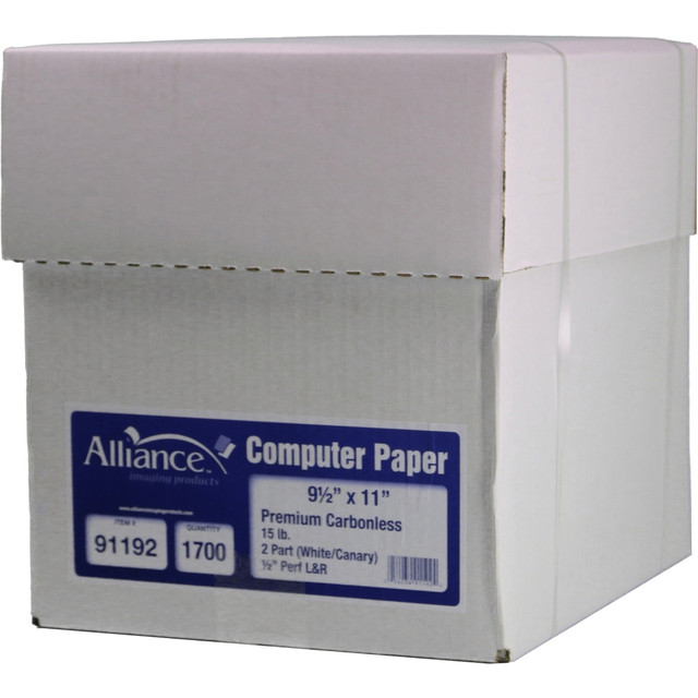TST/IMPRESO INC 91192 Alliance Carbonless Computer Paper, 9in x 11in, White/Canary, 15 lb TST/IMPRESO INC 91192 Alliance Carbonless Computer Paper, 9in x 11in, White/Canary, 15 lb