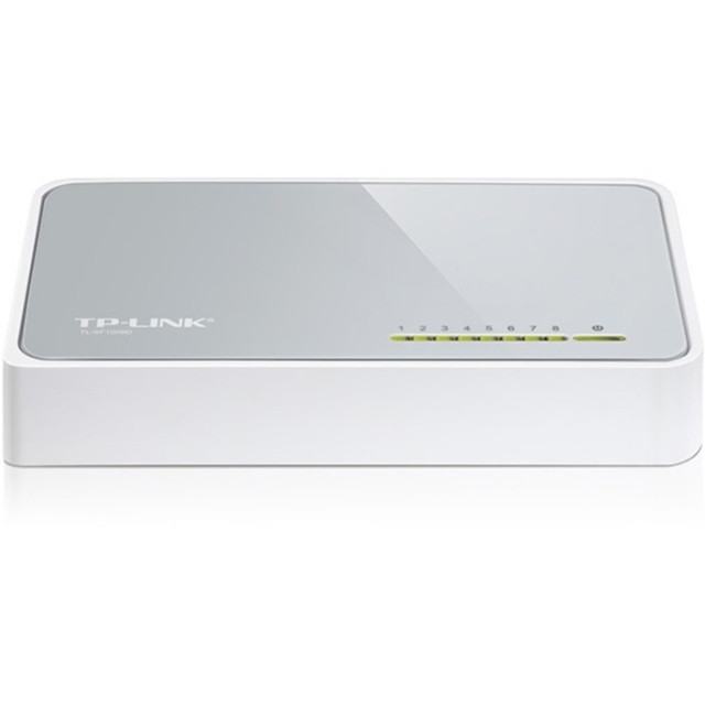 TP LINK TL-SF1008D TP-LINK TL-SF1008D - 8-Port 10/100Mbps Fast Ethernet Switch - Desktop Ethernet Splitter - Ethernet Hub - Plug and Play - Fanless Quiet - Desktop Design - Green Technology - Unmanaged - White