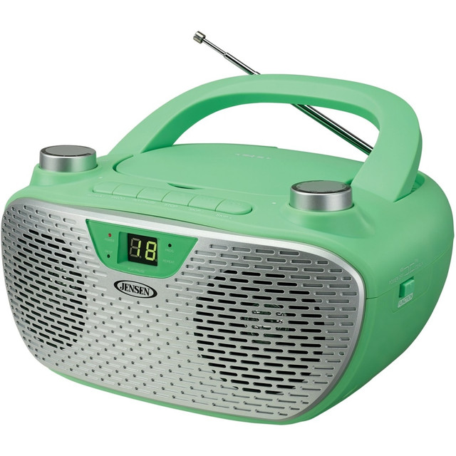 SPECTRA - JENSEN Jensen CD-485-GR  Portable Stereo Compact Disc Player with AM/FM Stereo Radio - 1 x Disc Integrated Stereo Speaker - Green, Silver - CD-DA, MP3 - Auxiliary Input