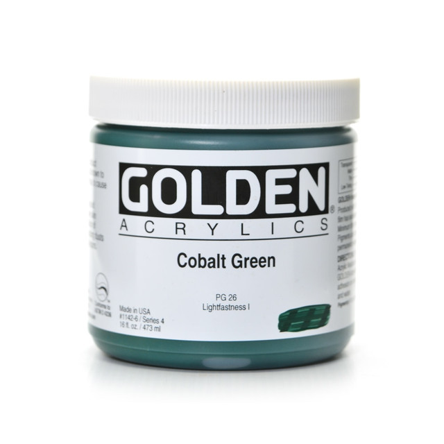 GOLDEN ARTIST COLORS, INC. Golden 1142-6  Heavy Body Acrylic Paint, 16 Oz, Cobalt Green