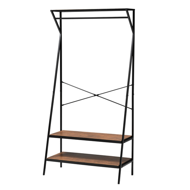 WHOLESALE INTERIORS, INC. 2721-10298 Baxton Studio Laima Entryway Coat Hanger, 63in x 31-9/16in x 15in, Brown/Black WHOLESALE INTERIORS, INC. 2721-10298 Baxton Studio Laima Entryway Coat Hanger, 63in x 31-9/16in x 15in, Brown/Black