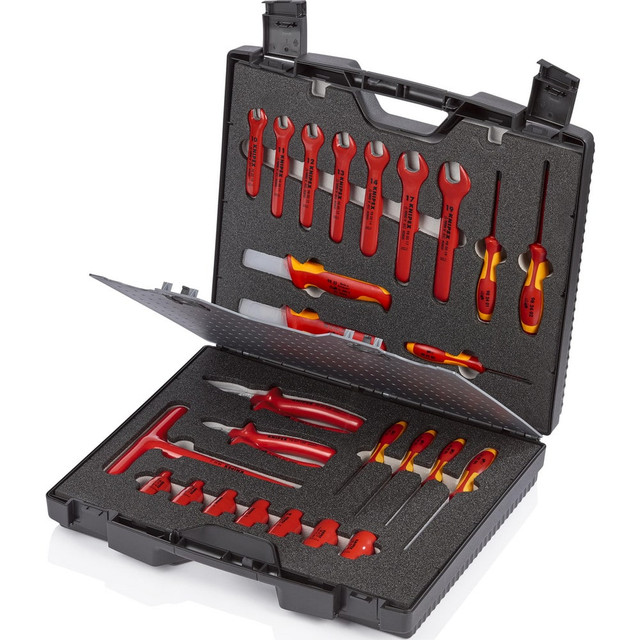 Knipex 98 99 12 Combination Hand Tool Sets; Set Type: Insulated Assorted Tool Set ; Number Of Pieces: 26 ; Tool Finish: Insulated ; Container Type: Foam Inserts; Hard Case ; Tether Style: Not Tether Capable