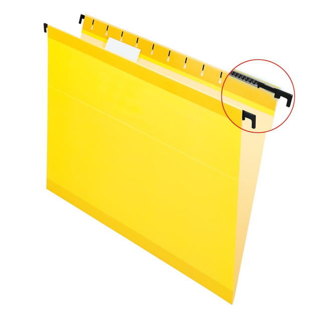 TOPS BRANDS Pendaflex 615215YEL  SureHook Reinforced Hanging Folders, 1/5-Cut, Letter Size, Yellow, Box Of 20