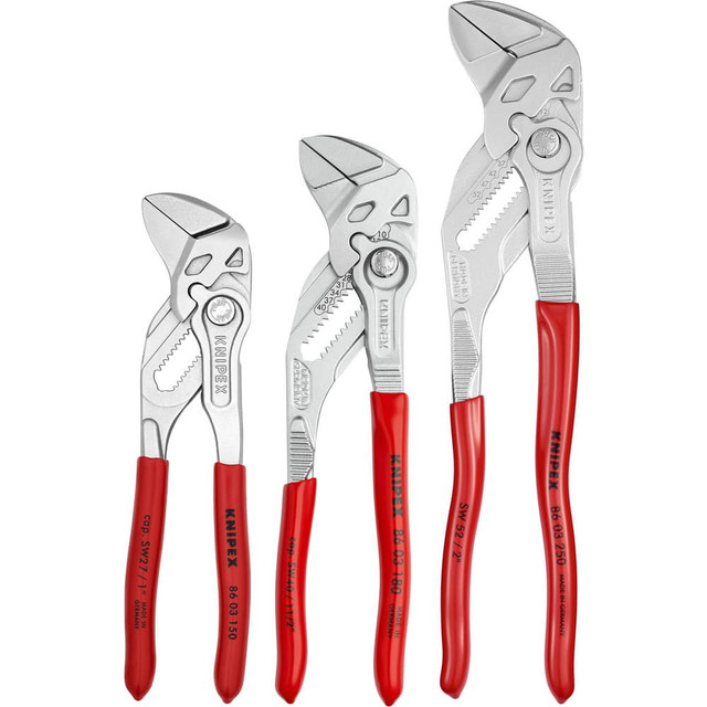 Knipex 9K 00 80 45 US Plier Sets; Plier Type Included: Pliers Wrench ; Container Type: None ; Handle Material: Plastic ; Includes: 86 03 150; 86 03 180; 86 03 250 ; Insulated: No ; Tether Style: Not Tether Capable
