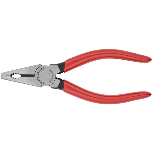 Knipex 03 01 140 Pliers; Jaw Texture: Serrated ; Plier Type: Combination ; Jaw Length (mm): 12.00 ; Jaw Width (mm): 50.00 ; Overall Length (Inch): 5-1/2in ; Handle Color: Red