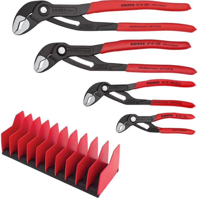 Knipex 9K 00 80 138 US Plier Sets; Plier Type Included: Cobra Water Pump Pliers ; Container Type: None ; Handle Material: Non-Slip Plastic ; Includes: 87 01 125; 87 01 180; 87 01 250; 87 01 300 ; Insulated: No ; Tether Style: Not Tether Capable