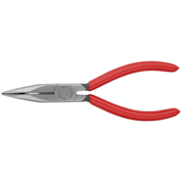 Knipex 25 21 160 Long Nose Pliers; Pliers Type: Long Nose Pliers; Cutting ; Jaw Texture: Serrated ; Jaw Length (Inch): 1-31/32 ; Jaw Width (Inch): 21/32 ; Jaw Bend: 0.31 ; Handle Type: Comfort Grip