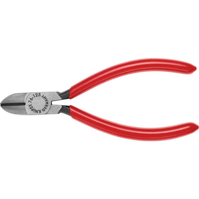 Knipex 76 01 125 Cutting Pliers; Insulated: No ; Overall Length (Inch): 5-1/2in ; Head Style: Cutter; Diagonal ; Cutting Style: Bevel ; Handle Color: Red ; Overall Length Range: 4 to 6.9 in