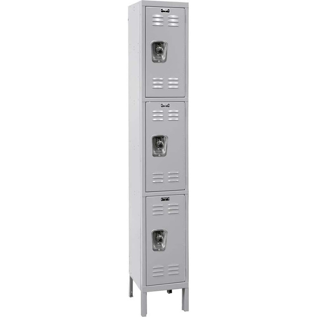Hallowell URB1288-3A-PL Lockers; Locker Style: Horizontal ; Locker Configuration: 1-Wide ; Assembled: Yes ; Shelf Capacity: 0 ; Handle Type: Recessed ; Locker Material: Steel