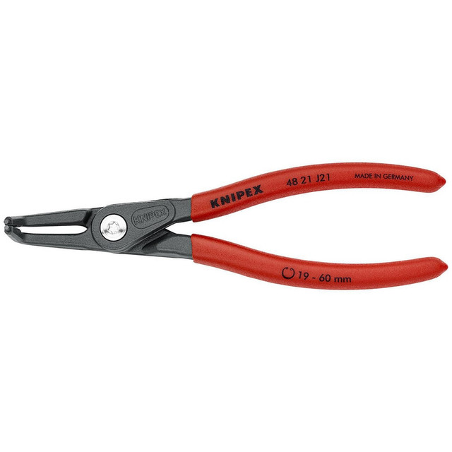 Knipex 48 21 J21 Retaining Ring Pliers; Type: Precision Internal Snap Ring Pliers ; Tip Angle: 90 ; Ring Diameter Range (Inch): 3/4 to 2-23/64 ; Overall Length (Inch): 6-1/2in ; Tip Type: Fixed ; Body Material: Chrome Vanadium Steel
