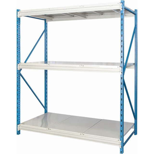 Hallowell HBR962487-3S-S- Storage Racks; Rack Type: Bulk Rack Starter Unit ; Overall Width (Inch): 96 ; Overall Height (Inch): 87 ; Overall Depth (Inch): 24 ; Material: Steel ; Color: Light Gray; Marine Blue