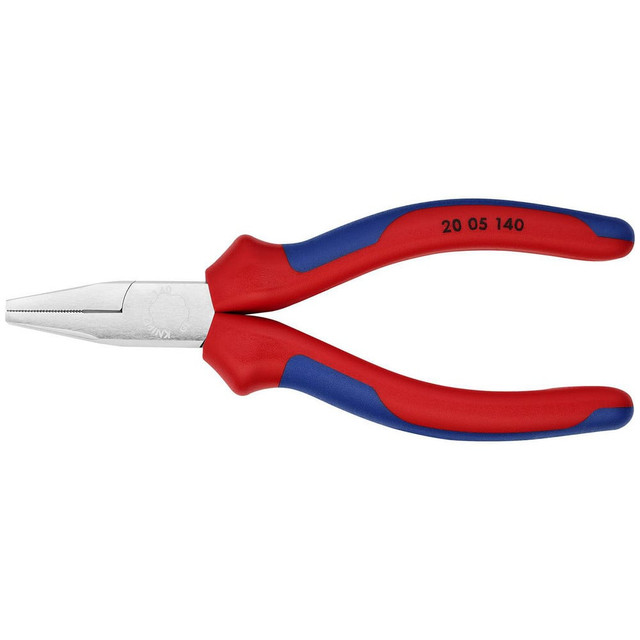 Knipex 20 05 140 Long Nose Pliers; Pliers Type: Flat Nose Pliers ; Jaw Texture: Serrated ; Jaw Length (Inch): 1-7/64 ; Jaw Width (Inch): 39/64 ; Jaw Bend: 0.14 ; Handle Type: Comfort Grip