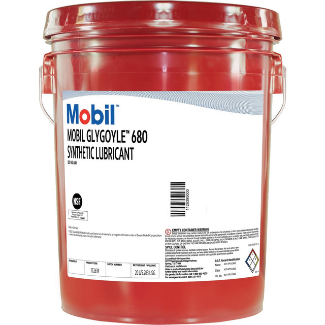 Mobil 112639 Gear Oil; Extreme Pressure Use: No ; Food Grade: Yes ; Container Type: Pail ; Container Size (Gal.): 5.00 ; Net Fill: 5 gal ; Color: Yellow