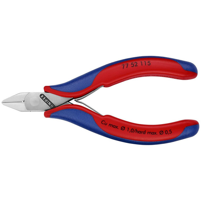 Knipex 77 52 115 Cutting Pliers; Insulated: No ; Overall Length (Inch): 5-1/2in ; Head Style: Cutter; Diagonal ; Cutting Style: Semi-Flush; Bevel ; Handle Color: Red; Blue ; Overall Length Range: 4 to 6.9 in