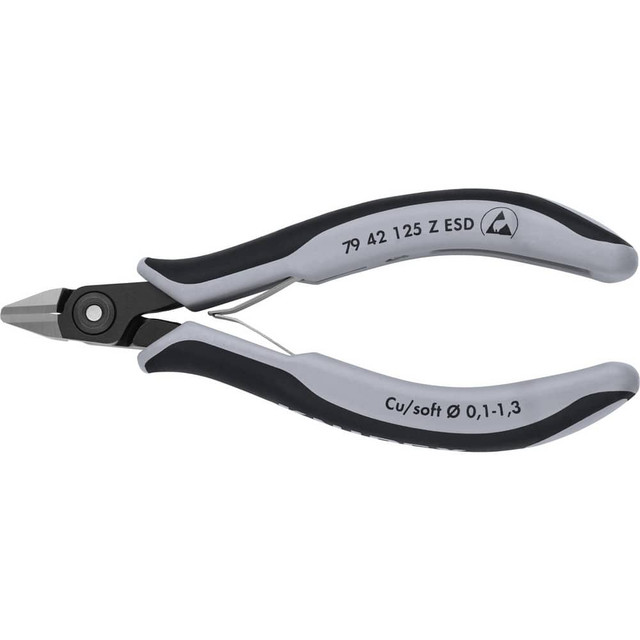 Knipex 79 42 125 Z ESD Cutting Pliers; Insulated: No ; Overall Length (Inch): 5-1/2in ; Head Style: Cutter; Diagonal ; Cutting Style: Flush ; Handle Color: Blue; Gray ; Overall Length Range: 4 to 6.9 in
