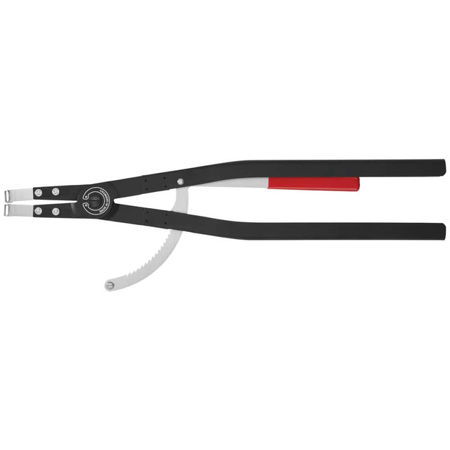 Knipex 44 20 J51 Retaining Ring Pliers; Type: Large Internal Snap Ring Pliers ; Tip Angle: 90 ; Ring Diameter Range (Inch): 4-51/64 to 12 ; Overall Length (Inch): 23-1/4in ; Tip Type: Replaceable ; Body Material: Steel