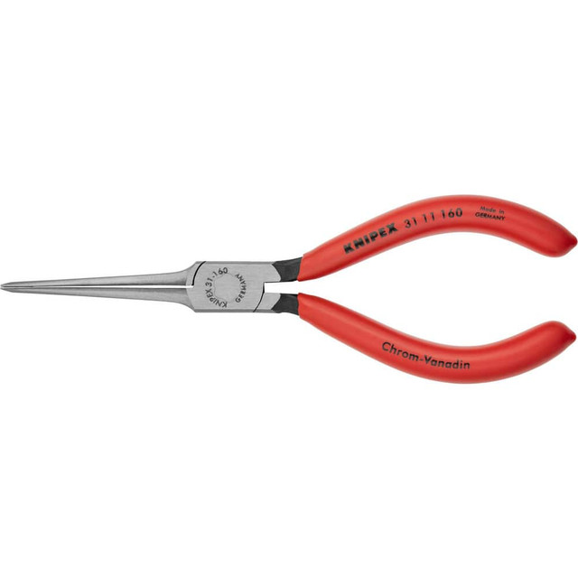 Knipex 31 11 160 Long Nose Pliers; Pliers Type: Long Nose Pliers ; Jaw Texture: Smooth ; Jaw Length (Inch): 2-11/64 ; Jaw Width (Inch): 5/8 ; Jaw Bend: 0.60 ; Handle Type: Comfort Grip