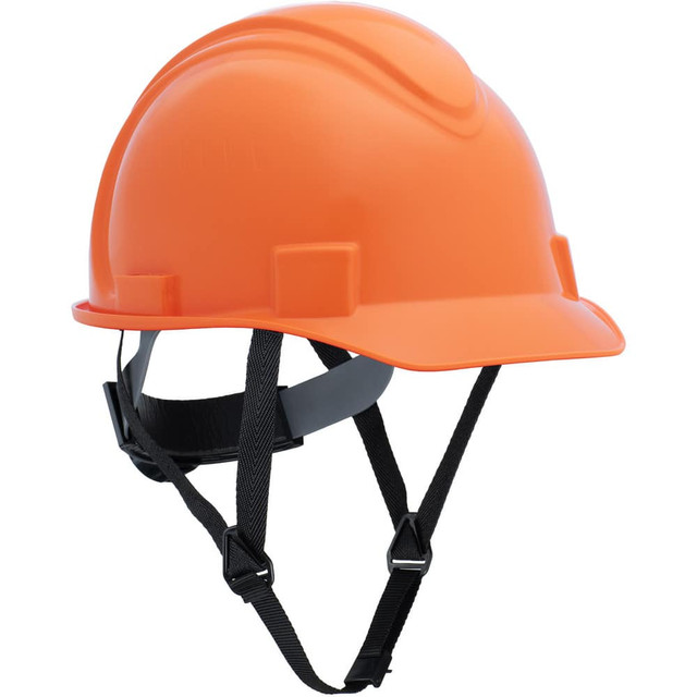 North NSB20003 Hard Hats; Hard Hat Style: Short Brim ; Color: Orange ; Adjustment Type: Dual-Locking Mechanism ; Application: Manufacturing; Mining; Oil and Gas; Ship Building; Traffic Safety; Utilities; Construction ; Material: HDPE ; ANSI Type: ANS