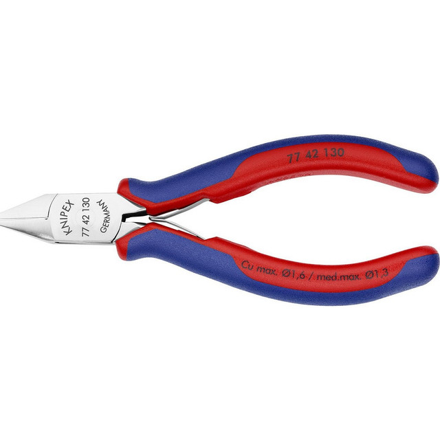 Knipex 77 42 130 Cutting Pliers; Insulated: No ; Overall Length (Inch): 5-1/2in ; Head Style: Cutter; Diagonal ; Cutting Style: Flush ; Handle Color: Red; Blue ; Overall Length Range: 4 to 6.9 in