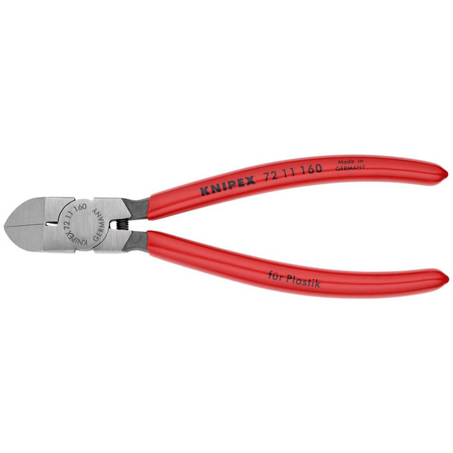 Knipex 72 11 160 Cutting Pliers; Insulated: No ; Overall Length (Inch): 5-1/2in ; Head Style: Cutter; Diagonal ; Cutting Style: Standard ; Handle Color: Red ; Overall Length Range: 4 to 6.9 in