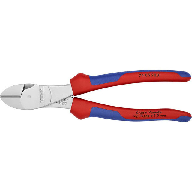 Knipex 74 05 200 Cutting Pliers; Insulated: No ; Overall Length (Inch): 5-1/2in ; Head Style: Cutter; Diagonal ; Cutting Style: Bevel ; Handle Color: Red; Blue ; Overall Length Range: 4 to 6.9 in