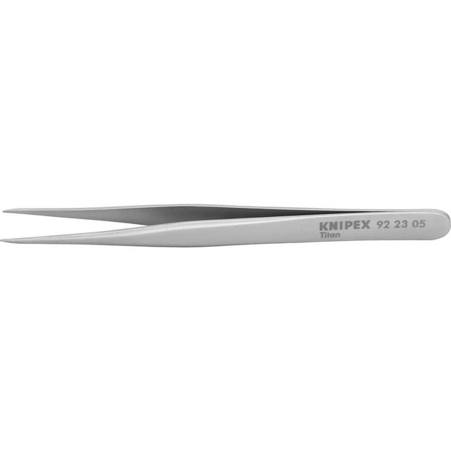 Knipex 92 23 05 Tweezers; Tweezer Type: Fine Point ; Pattern: Smooth Pointed Tip and Serrated Bent Tip ; Material: Titanium ; Tip Type: Pointed ; Tip Shape: Pointed ; Overall Length (Inch): 4-3/4in