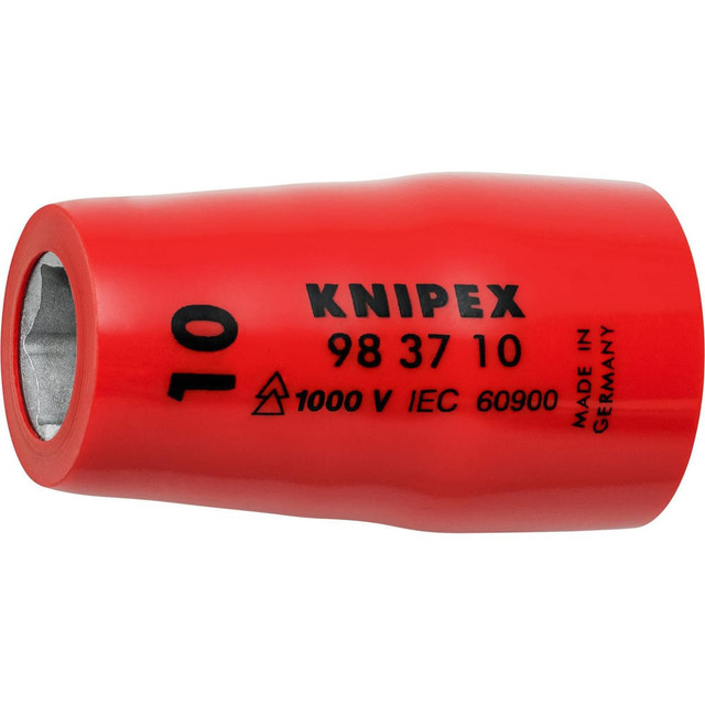 Knipex 98 37 10 Specialty Sockets; Socket Type: Square Drive ; Type: Socket ; Drive Size: 3/8 in ; Socket Size: 10 mm ; Hex Size (mm): 10.000 ; Finish: Chrome