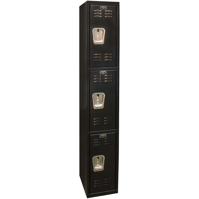 Hallowell U1282-3A-ME Lockers; Locker Style: Horizontal ; Locker Configuration: 1-Wide ; Assembled: Yes ; Shelf Capacity: 0 ; Handle Type: Recessed ; Locker Material: Steel