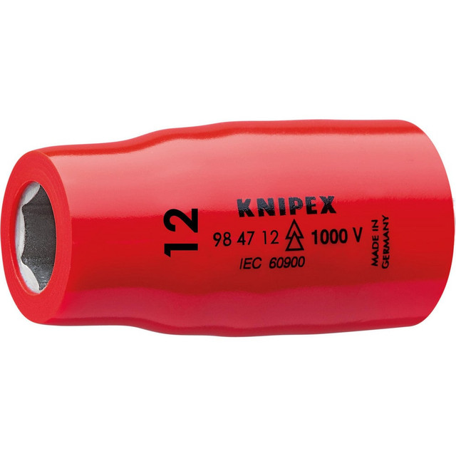 Knipex 98 47 12 Specialty Sockets; Socket Type: Square Drive ; Type: Socket ; Drive Size: 1/2 in ; Socket Size: 12 mm ; Hex Size (mm): 12.000 ; Finish: Chrome