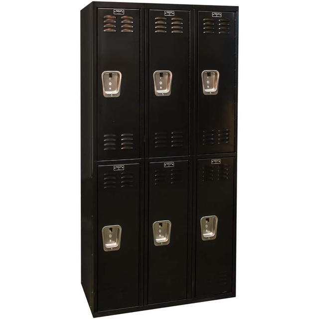 Hallowell U3282-2ME Lockers; Locker Style: Horizontal ; Locker Configuration: 3-Wide ; Assembled: No ; Shelf Capacity: 0 ; Handle Type: Recessed ; Locker Material: Steel