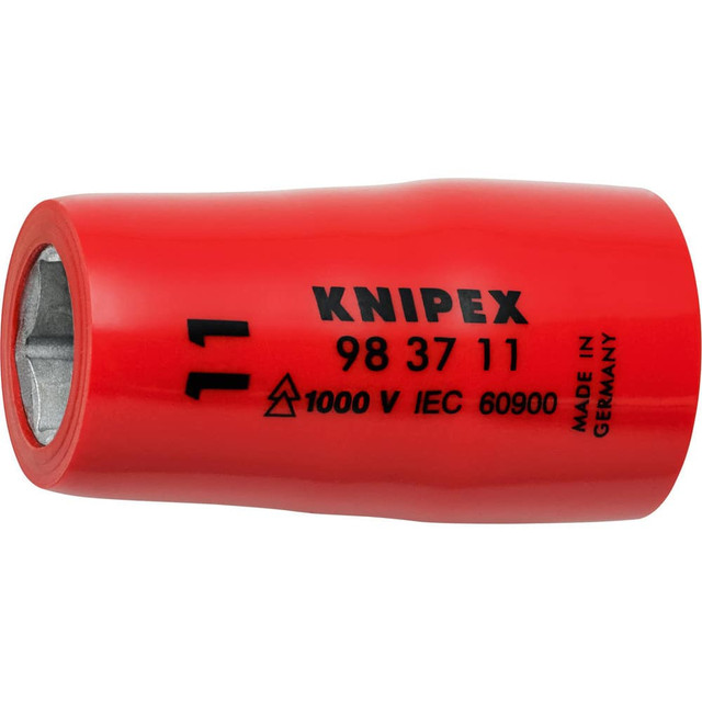 Knipex 98 37 11 Specialty Sockets; Socket Type: Square Drive ; Type: Socket ; Drive Size: 3/8 in ; Socket Size: 11 mm ; Hex Size (mm): 11.000 ; Finish: Chrome