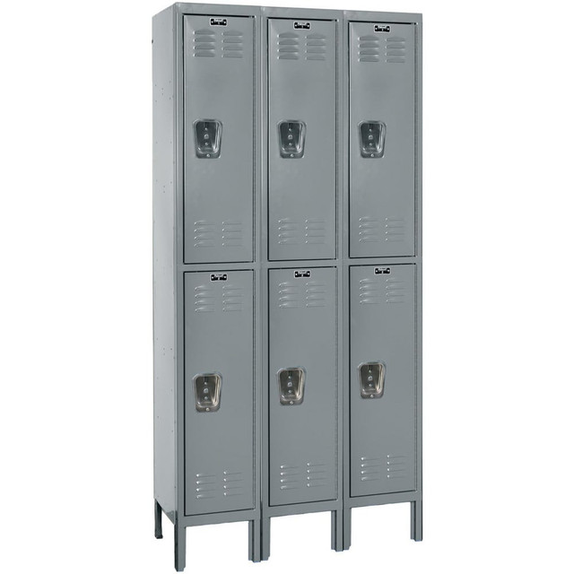 Hallowell U3888-2HG Lockers; Locker Style: Horizontal ; Locker Configuration: 3-Wide ; Assembled: No ; Shelf Capacity: 0 ; Handle Type: Recessed ; Locker Material: Steel