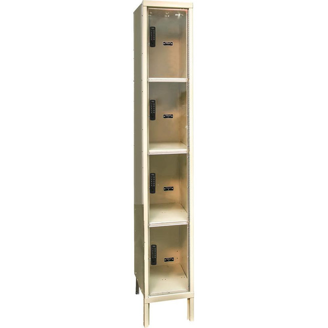 Hallowell UESVP1228-4PT Lockers; Locker Style: Horizontal ; Locker Configuration: 1-Wide ; Assembled: No ; Shelf Capacity: 0 ; Handle Type: Electronic Lock Finger Pull ; Locker Material: Steel